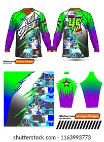 Long sleeve Motocross jerseys t-shirts vector, 
graphic design for football uniforms, unisex cycling, navy submariner and sportswear.
