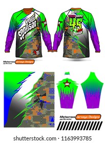 Long sleeve Motocross jerseys t-shirts vector, 
graphic design for football uniforms, unisex cycling, navy submariner and sportswear.