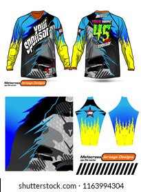 Long sleeve Motocross jerseys t-shirts vector, 
graphic design for football uniforms, unisex cycling, navy submariner and sportswear.