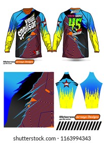 Long sleeve Motocross jerseys t-shirts vector, 
graphic design for football uniforms, unisex cycling, navy submariner and sportswear.