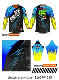 Long sleeve Motocross jerseys t-shirts vector, 
graphic design for football uniforms, unisex cycling, navy submariner and sportswear.