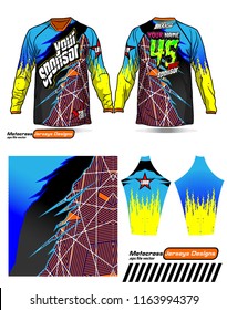 Long sleeve Motocross jerseys t-shirts vector, 
graphic design for football uniforms, unisex cycling, navy submariner and sportswear.