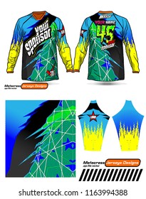Long sleeve Motocross jerseys t-shirts vector, 
graphic design for football uniforms, unisex cycling, navy submariner and sportswear.