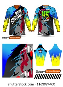 Long sleeve Motocross jerseys t-shirts vector, 
graphic design for football uniforms, unisex cycling, navy submariner and sportswear.