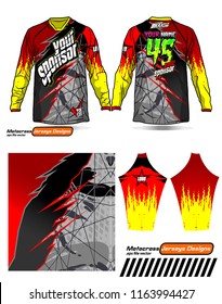 Long sleeve Motocross jerseys t-shirts vector, 
graphic design for football uniforms, unisex cycling, navy submariner and sportswear.