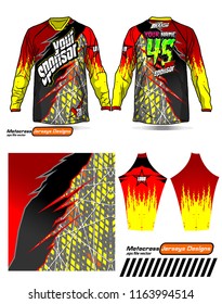 Long sleeve Motocross jerseys t-shirts vector, 
graphic design for football uniforms, unisex cycling, navy submariner and sportswear.