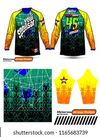 Long sleeve Motocross jerseys t-shirts vector, 
graphic design for football uniforms, unisex cycling, navy submariner and sportswear.