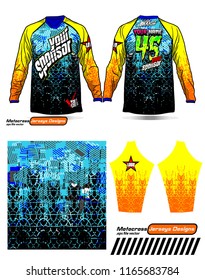 Long sleeve Motocross jerseys t-shirts vector, 
graphic design for football uniforms, unisex cycling, navy submariner and sportswear.