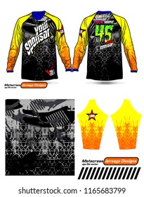 Long sleeve Motocross jerseys t-shirts vector, 
graphic design for football uniforms, unisex cycling, navy submariner and sportswear.