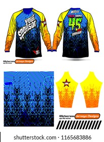 Long sleeve Motocross jerseys t-shirts vector, 
graphic design for football uniforms, unisex cycling, navy submariner and sportswear.