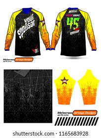 Long sleeve Motocross jerseys t-shirts vector, 
graphic design for football uniforms, unisex cycling, navy submariner and sportswear.