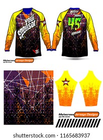 Long sleeve Motocross jerseys t-shirts vector, 
graphic design for football uniforms, unisex cycling, navy submariner and sportswear.