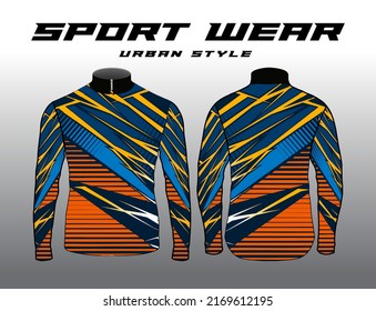 Long sleeve Motocross jerseys t-shirts vector, abstract background design for modern expressive uniforms, unisex sport wear sublimation