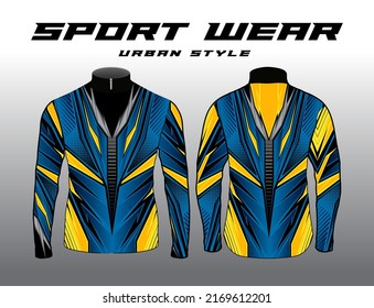 Long sleeve Motocross jerseys t-shirts vector, abstract background design for modern expressive uniforms, unisex sport wear sublimation