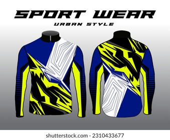 Long sleeve Motocross jerseys t-shirts vector, abstract background design for modern expressive uniforms, unisex sport wear.sublimation