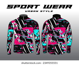 Long sleeve Motocross jerseys t-shirts vector, abstract background design for modern expressive uniforms, unisex sport wear.sublimation