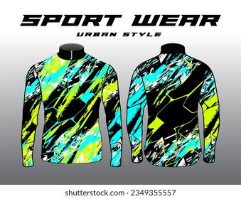 Long sleeve Motocross jerseys t-shirts vector, abstract background design for modern expressive uniforms, unisex sport wear.sublimation
