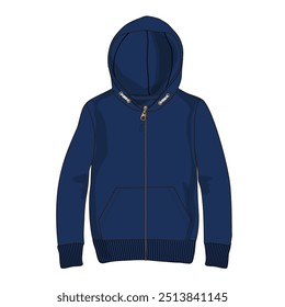 Long sleeve navy color hoodie vector illustration template