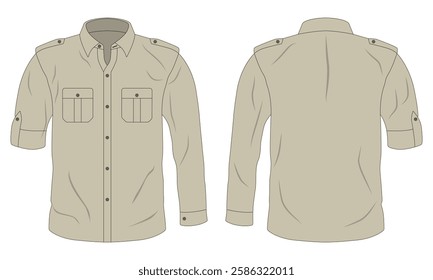 Long sleeve outdoor shirt mockup front and back view