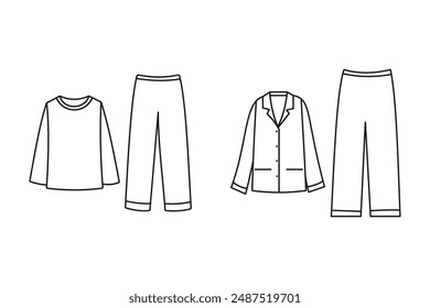 Long sleeve pajamas outline illustration