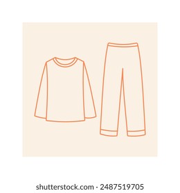 Long sleeve pajamas outline illustration