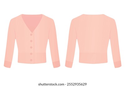 Long sleeve pink blouse. vector illustration