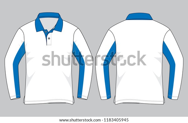 Long Sleeve Polo Shirt Design Whiteblue Stock Vector (Royalty Free ...