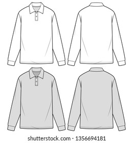 LONG SLEEVE POLO SHIRTS fashion flat sketch template