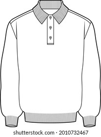 long sleeve polo sweater vector template