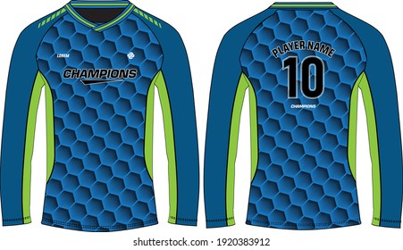 Long sleeve Racing t shirt, Sports jersey design concept vector template, Motocross jersey concept with front and back view , Cricket, football, Volleyball, Rugby uniform designs