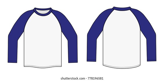 Long Sleeve Ragran Tshirt Illustration (navy Blue X White) 