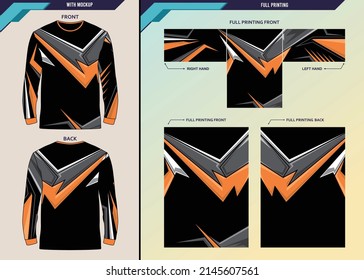 Long sleeve riding jersey graphic design for sports uniform, unisex cycling and badminton wear, vector illustration