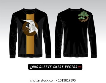 Long sleeve shirt ciconiiformes ,style Japanese,It is a kind of production to wear,Production,Advertising work,Publication,Vector Illustration design