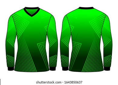 Vector de diseño de Pantalones de manga larga Color geométrico verde/negro con sublimación de degradado impreso.Vistas frontal y posterior.