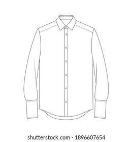 Long sleeve shirt fashion flat sketches technical drawings. Illustrator vector template