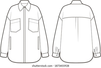 Long sleeve shirt. Fashion sketch vector