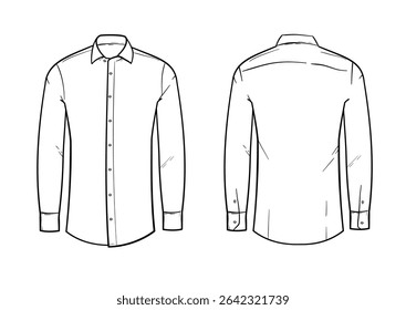 long sleeve shirt, front and back – vector illustration, template, mockup