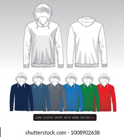 LONG SLEEVE SHIRT WITH HOOD.VECTOR ILLUSTRATION DESIGN