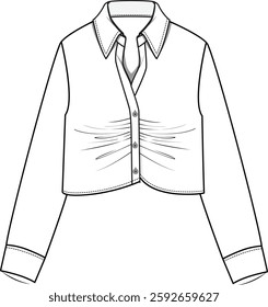 long sleeve shirt with smocked front
