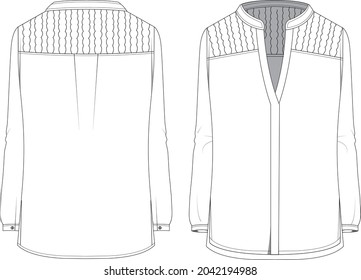 Long sleeve shirt technical drawing vector svg