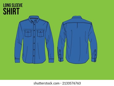 Long Sleeve Shirt Vector Mockup template for designer