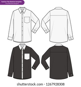 LONG SLEEVE SHIRTS fashion flat technical drawing template