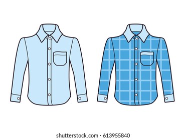 Long sleeve shirts isolated. Classic formal and checkered casual.