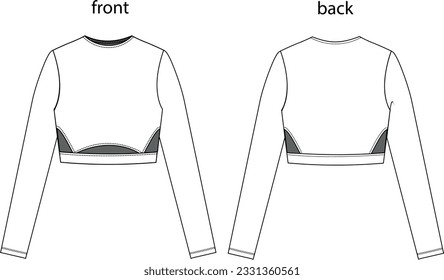 long sleeve slim fit women's jersey top drawing with cleavage from the sides and front