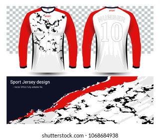 Long sleeve soccer jerseys t-shirts mockup template, graphic design for football uniforms, motocross, unisex cycling, navy submariner and sportswear, Easily to change logo, name, color in your styles.