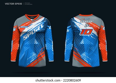 Long Sleeve sport motocross and mountain bike jersey design.