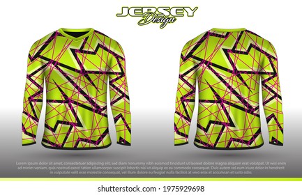 Long sleeve sports racing suit. Front back t-shirt design. Templates for team uniforms. Sports design for football, racing, cycling, gaming jersey. Vector.