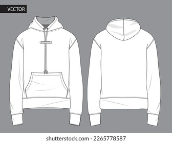 Long sleeve stand up coller windcheater jacket Sweatshirt technical fashion flat sketch vector template front and back view. Apparel Jacket Flat drawing vector mock up Cad.