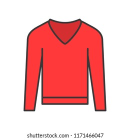 long sleeve sweater, filled color outline editable stroke