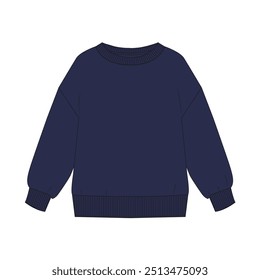 Long sleeve sweater navy color template for ladies